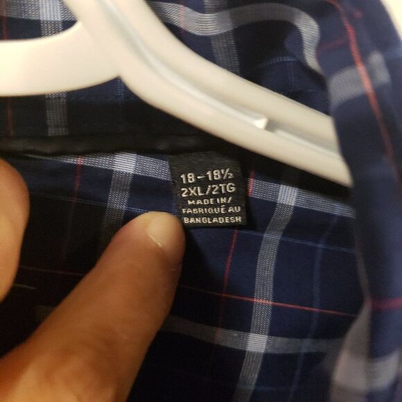 Tommy Hilfiger 2XL Men's Blue Orange Plaid Short Sleeve Collared Shirt - Picture 4 of 7